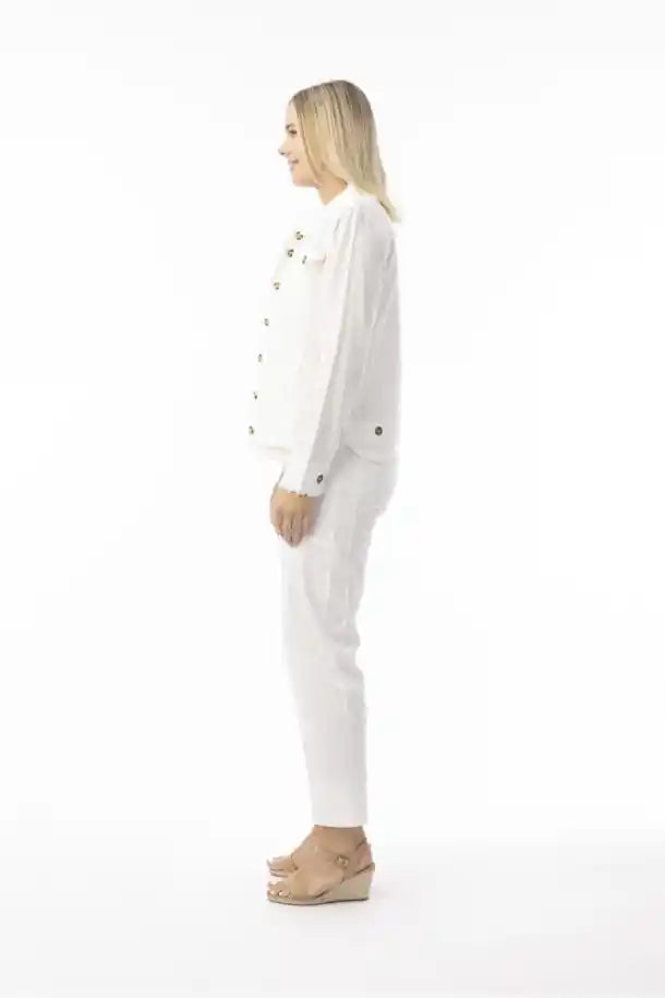 Orientique Linen Essentials Jacket in White