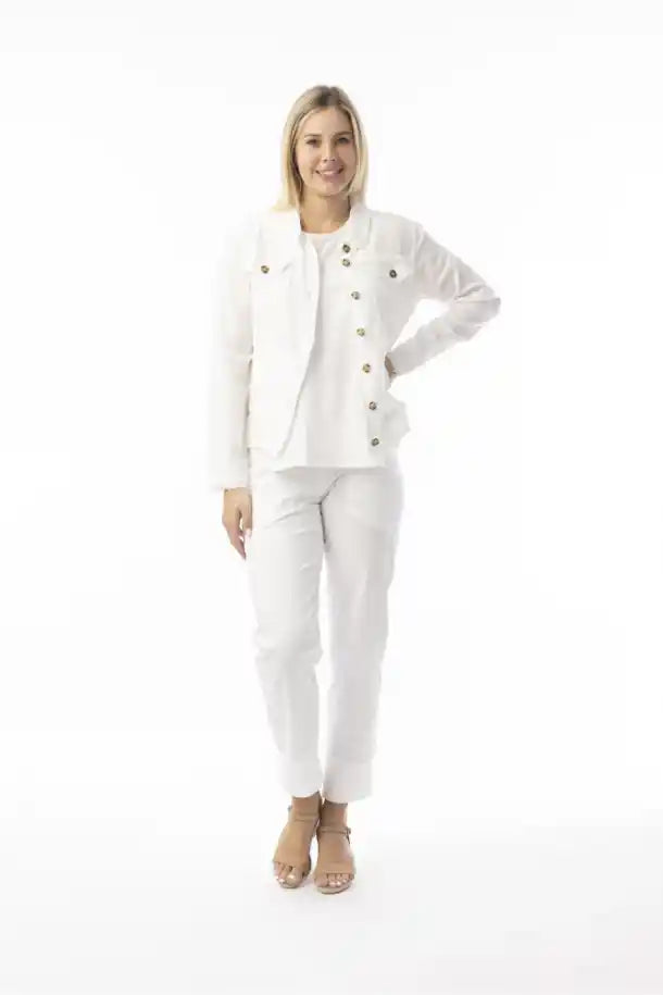 Orientique Linen Essentials Jacket in White