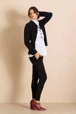 Megan Salmon Ponte Beagle Boy Pant in Black