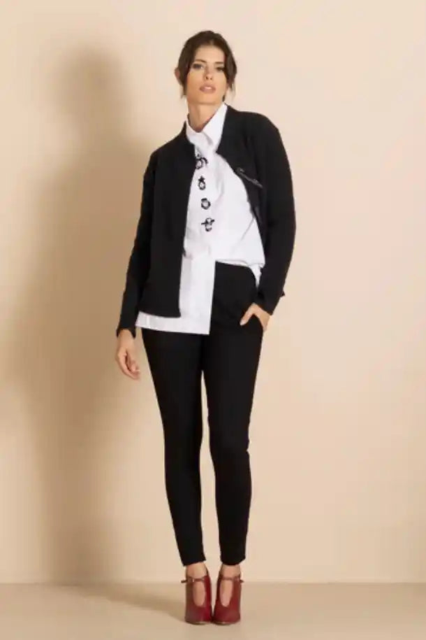 Megan Salmon Ponte Beagle Boy Pant in Black