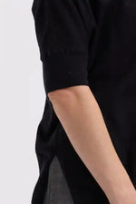 Zaket & Plover Pointelle Shoulder Top in Black