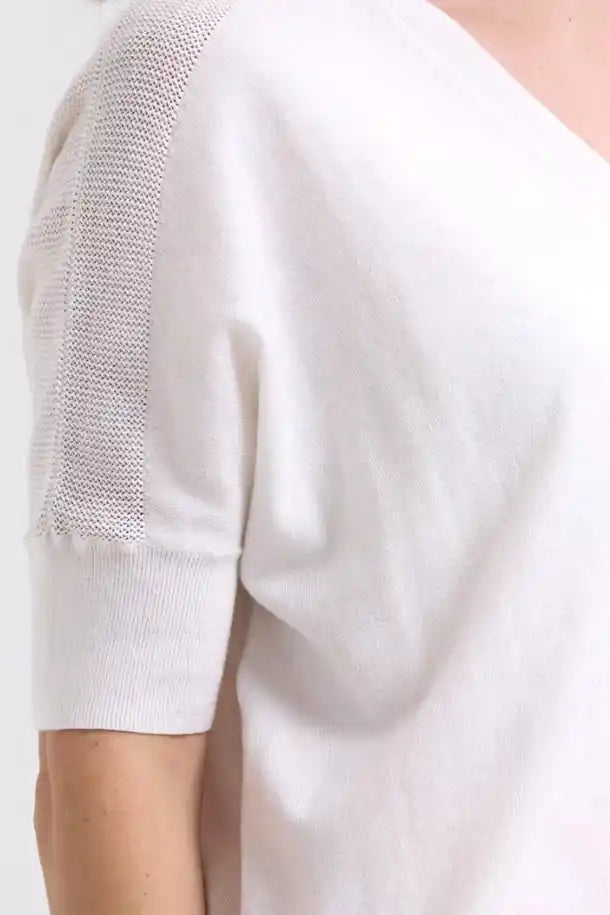 Zaket & Plover Pointelle Shoulder Top in White