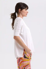 Zaket & Plover Pointelle Shoulder Top in White