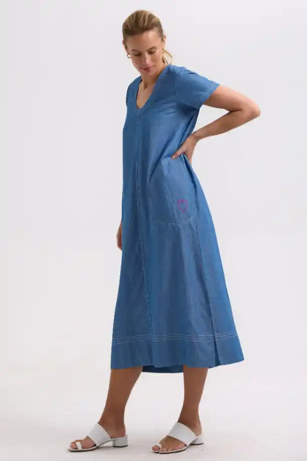 Zaket & Plover Denim Dress in Washed Denim