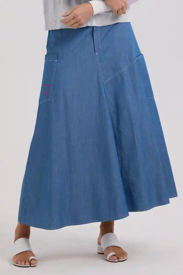 Zaket & Plover Denim Skirt in Washed Denim