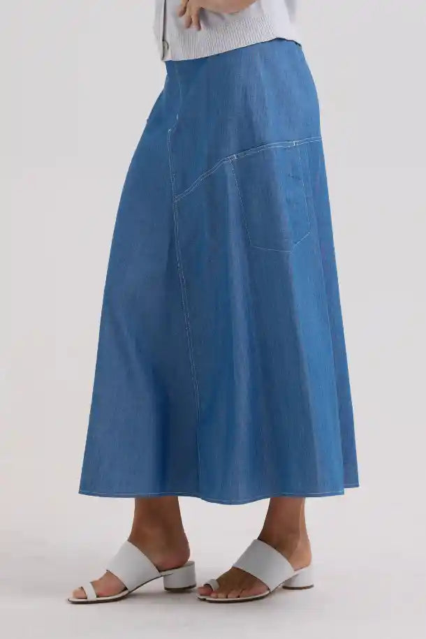 Zaket & Plover Denim Skirt in Washed Denim