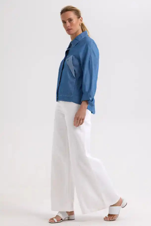 Zaket & Plover Denim Shacket in Washed Denim