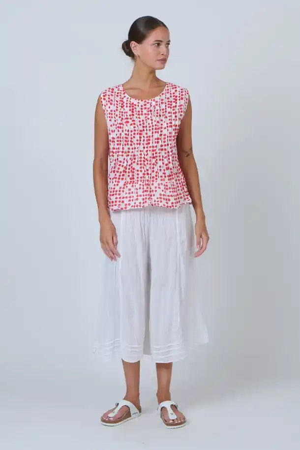 Namastai Chilli Spot Top in Red and White Spots