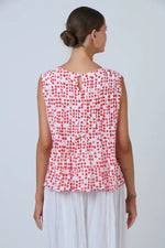 Namastai Chilli Spot Top in Red and White Spots