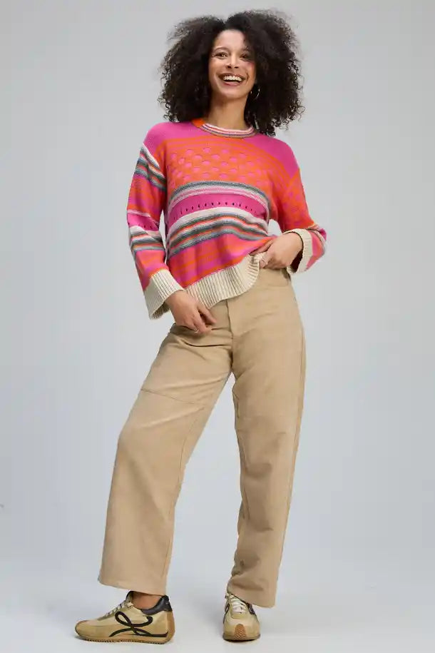 Zaket & Plover Stripe Pop Jumper in Amaranth