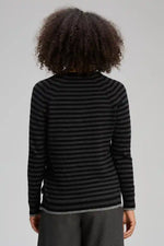 Zaket & Plover Stripe V Essential Jumper in Black & Grey Stripes