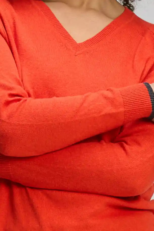 Zaket & Plover V Essential Sweater in Paprika