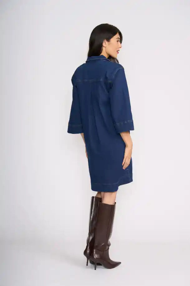 FOIL Short Cut Dress in Indigo