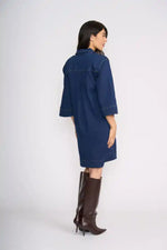 FOIL Short Cut Dress in Indigo