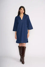 FOIL Short Cut Dress in Indigo