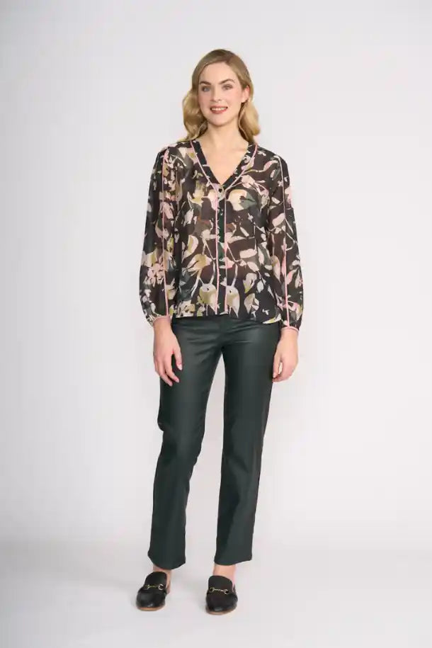 FOIL Pipeline Blouse in Shadow Leaf