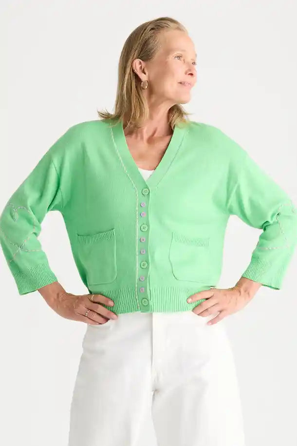 Zaket & Plover Sweetheart Cardi in Apple
