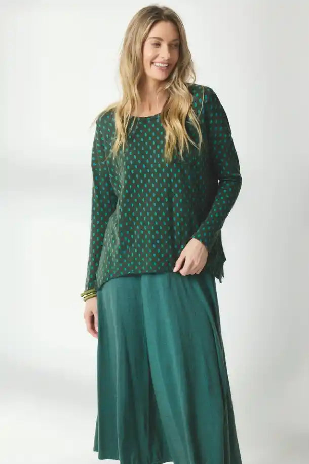 Valia Long A-Line Skirt in Silver Pine