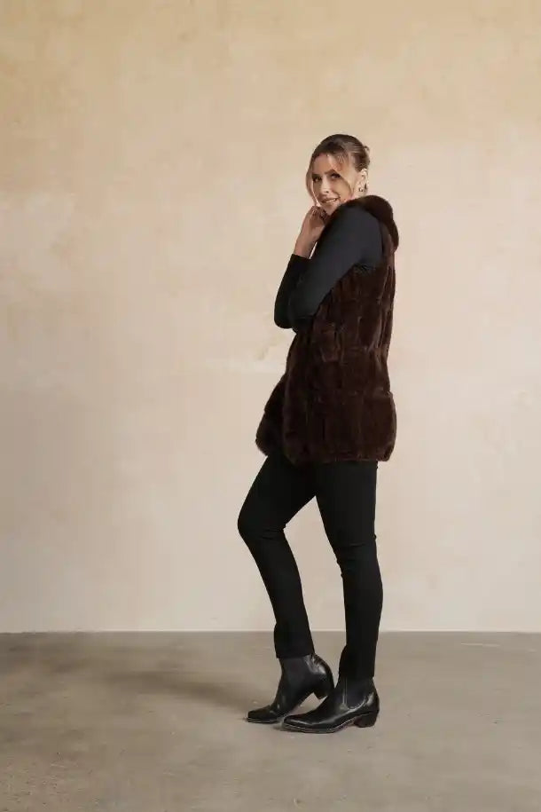 Holmes & Fallon Faux Fur Vest in Chocolate