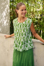 Namastai Oak Meadow Top in Green and White