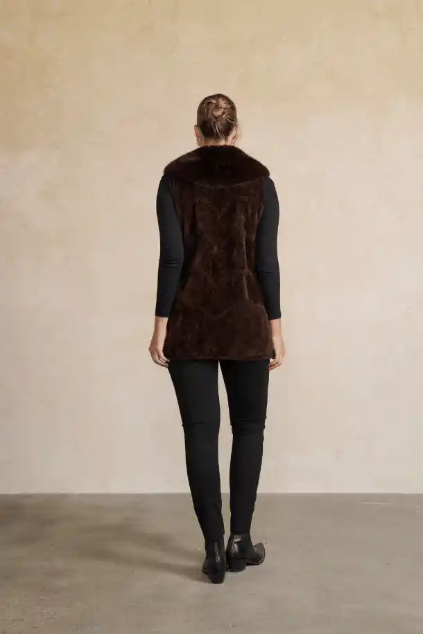 Holmes & Fallon Faux Fur Vest in Chocolate