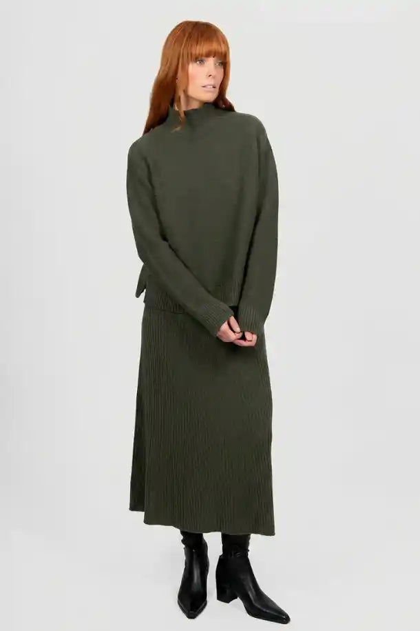 Bridge & Lord Sophie Panelled Skirt in Olive