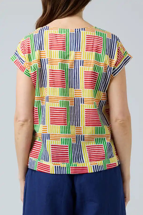 Cake Vicky Round Neck Tee in Rainbow Stripes