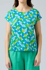 Cake Vicky Round Neck Tee in Green, Blue and White