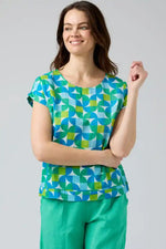 Cake Vicky Round Neck Tee in Green, Blue and White