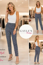 up! Pants Coastal Techno Button Vent Ankle Pant in Navy & White Name