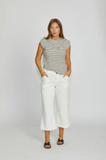 New London Jeans Dorset Culotte Leg Cropped Jean in Washed White