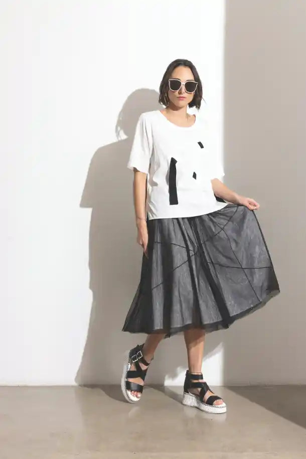 Blacklist Dallas Top in White with Black Trim