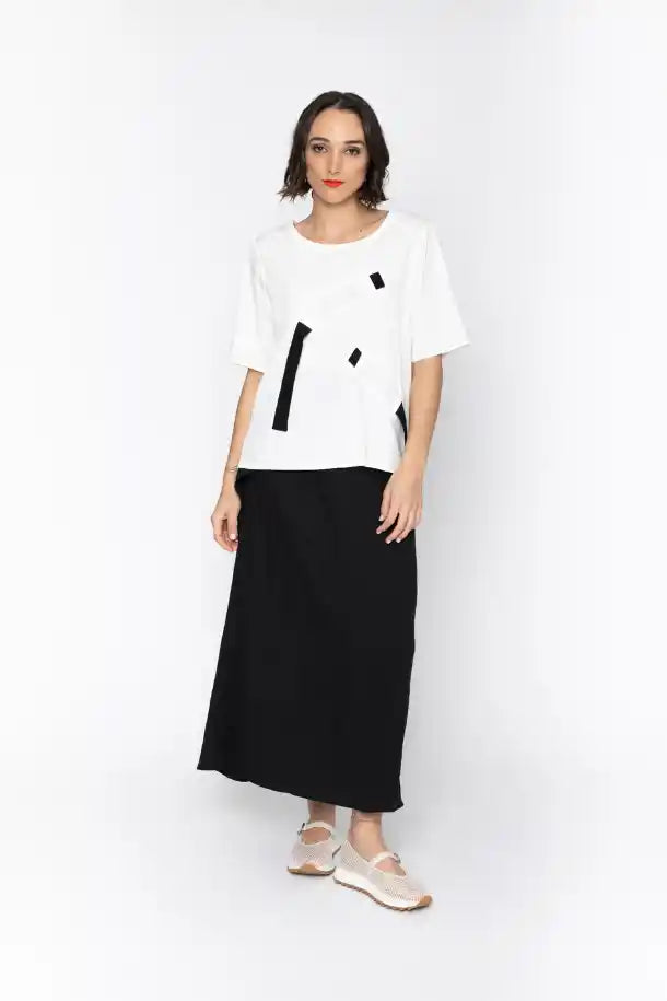 Blacklist Dallas Top in White with Black Trim