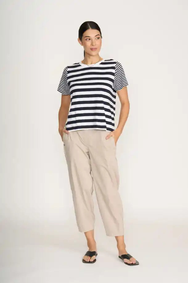 FOIL Stripe Hype Tee in Navy and White Stripes