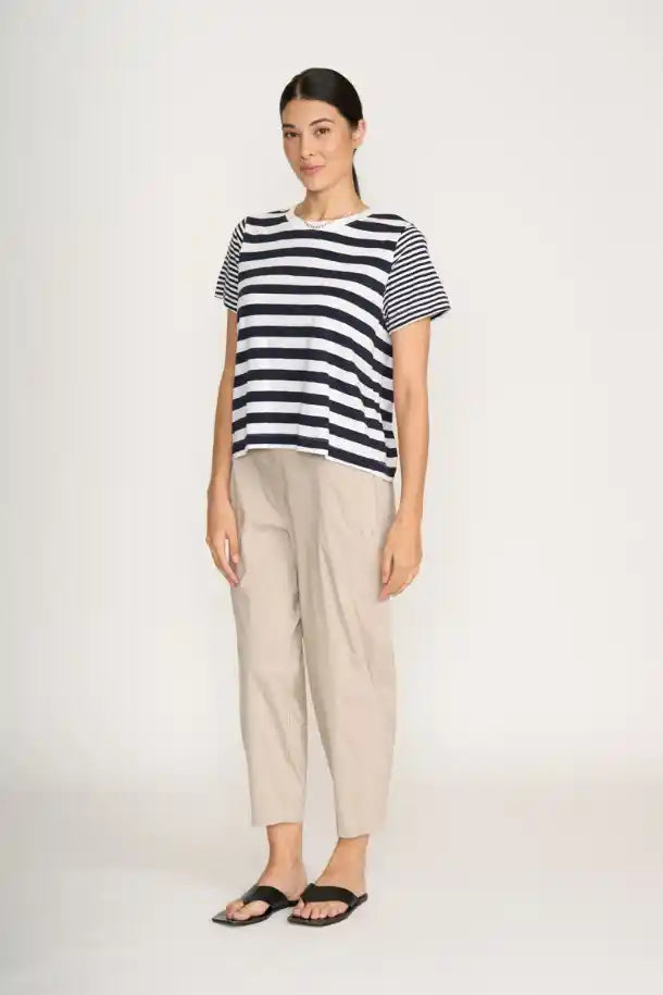 FOIL Stripe Hype Tee in Navy and White Stripes