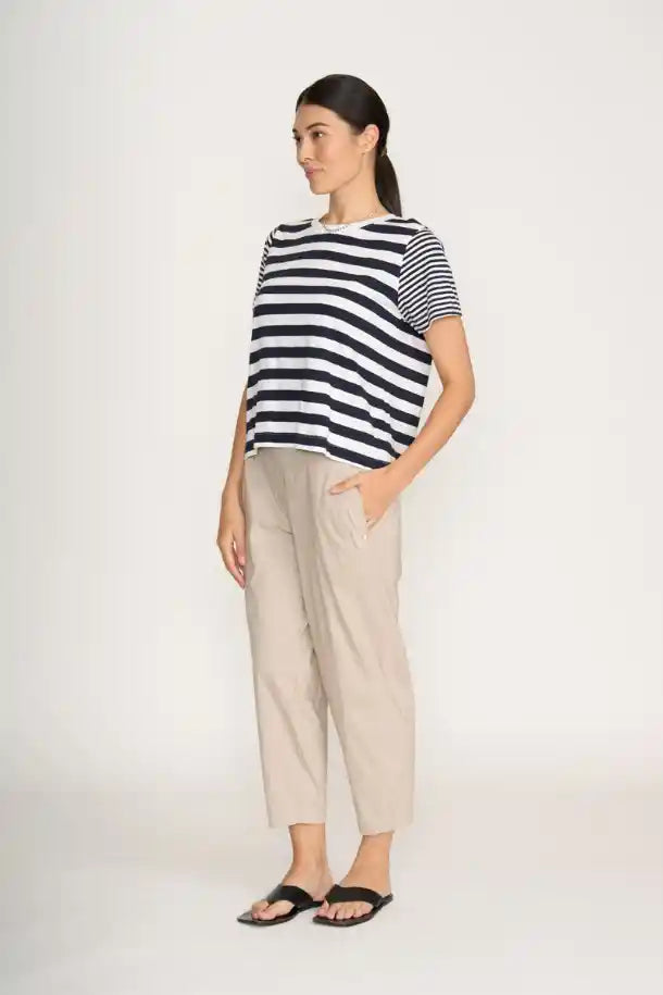 FOIL Stripe Hype Tee in Navy and White Stripes