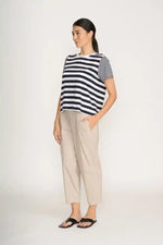 FOIL Stripe Hype Tee in Navy and White Stripes