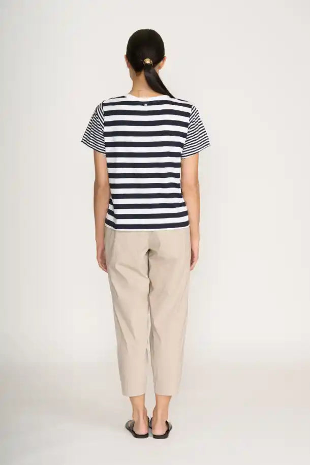 FOIL Stripe Hype Tee in Navy and White Stripes