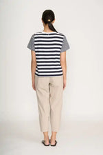 FOIL Stripe Hype Tee in Navy and White Stripes