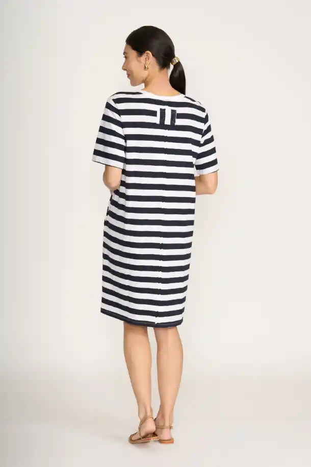 FOIL V’s So Fine Dress in Navy and White Stripe