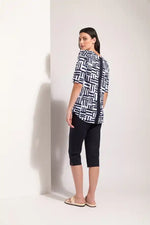 FOIL Leading Lady Top in Navy, Cobalt and White