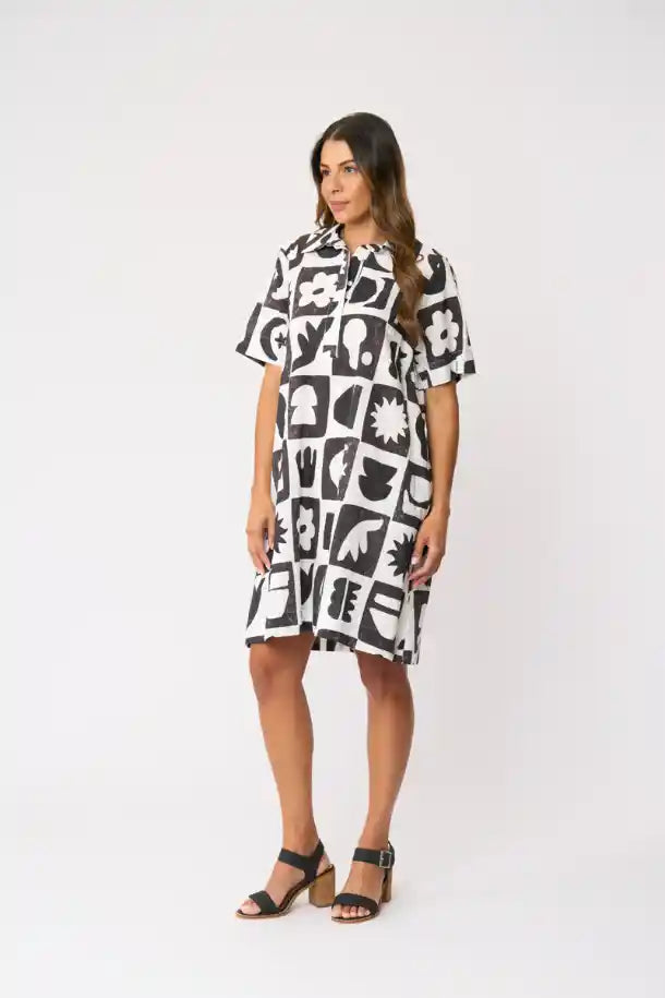 FOIL Elementary Dress in Black and White