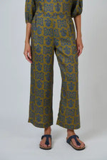 Naturals Motif Linen Pants in Olive Green, Mustard and Royal Blue