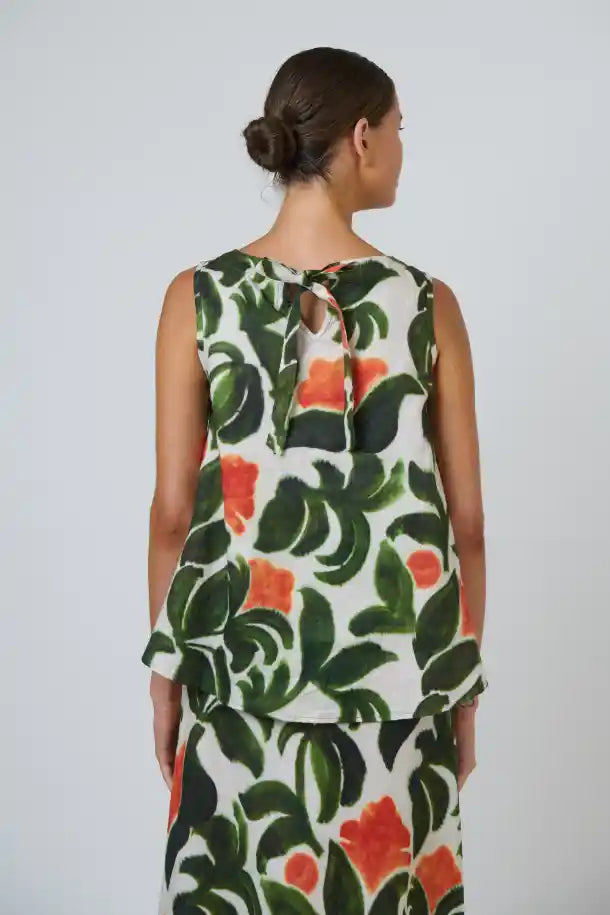 Naturals Tuileries Print Linen Top