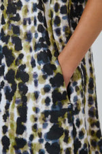 Naturals Lichen Linen Dress in Olive, Black, Blues and Cream