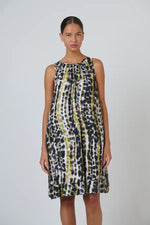 Naturals Lichen Linen Dress in Olive, Black, Blues and Cream