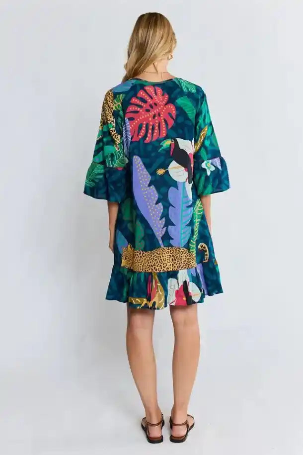 Lulalife Jungle Fever Dress in Navy