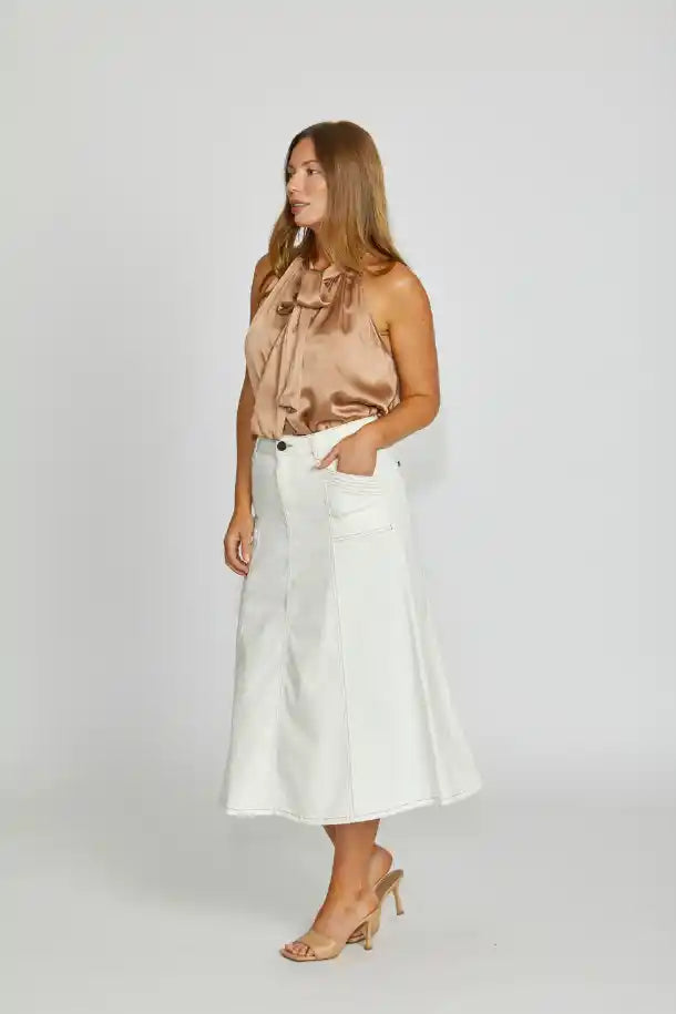 New London Jeans Kenley Aline Midi Skirt