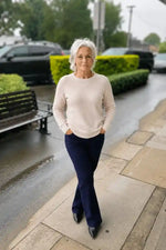 Mansted Yak Blend Hattie Crew Sweater in Light Oat