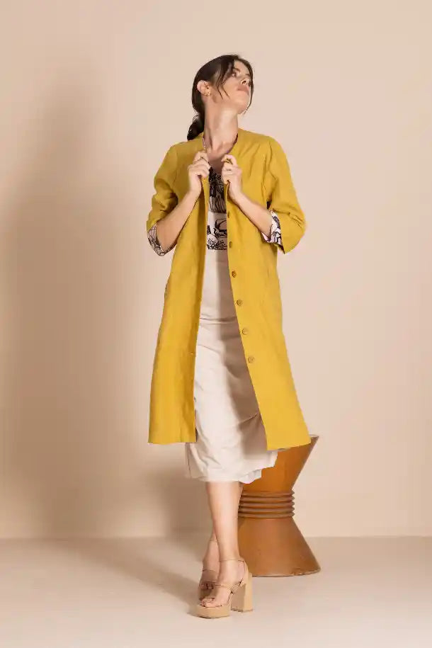 Megan Salmon Lulu Pleat Marchant Coat in Avocado
